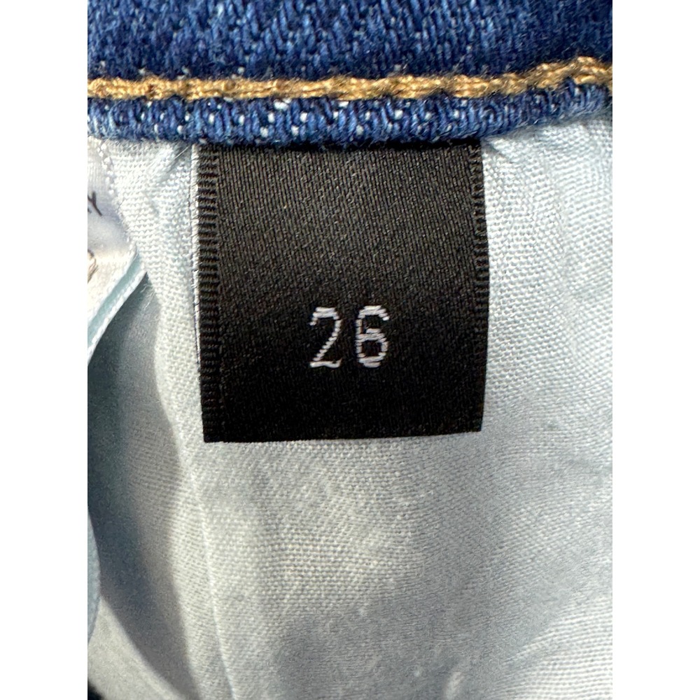 Flying Monkey Womens High Rise Raw Hem Blue Straight Jeans 26 Meas: 27x27.5 - Picture 4 of 5